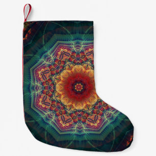 Petite Chaussette De Noël Fleur kaléidoscope multicolore, motif continu