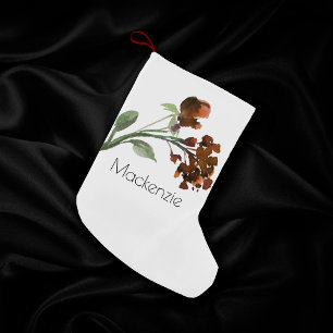 Petite Chaussette De Noël Fleur sauvage   Terracotta Orange Bohemian Custom