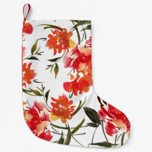 Petite Chaussette De Noël Fleurs à l'aquarelle, motif transparent dessiné à