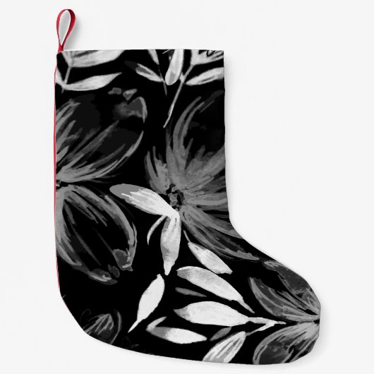 Petite Chaussette De Noël Fleurs Aquarelles Rouges 7 (Devant)