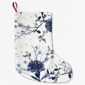 Petite Chaussette De Noël Fleurs bleues (Devant)