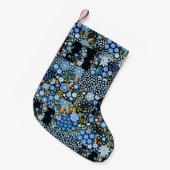 Petite Chaussette De Noël Fleurs Bleues Patchwork : Tissu sans couture. (Devant (Accrochage))