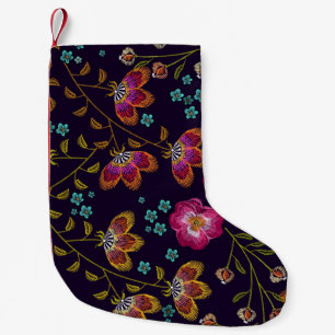 Petite Chaussette De Noël Fleurs brodées : mode sans couture motif