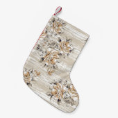 Petite Chaussette De Noël fleurs brunes motif sur fond de texture (Devant (Accrochage))