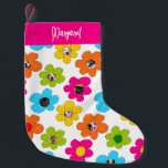 Petite Chaussette De Noël Fleurs colorées mignonnes Chien Maman Photo Collag<br><div class="desc">Éclairez votre journée avec ce design dynamique et ludique qui présente des motifs de fleurs colorés dessinés à la main dans des tons audacieux de bleu, rose, orange, jaune et vert. Chaque fleur présente une photo personnalisable de votre ami furry, ce qui fait de ce design une façon délicieuse de...</div>