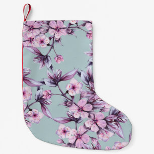 Petite Chaussette De Noël Fleurs de cerisier rose : branche arrière - plan a