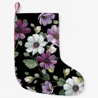 Petite Chaussette De Noël Fleurs De Cosmos Élégantes : Aquarelle Sans Couleu