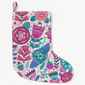 Petite Chaussette De Noël Fleurs de gribouillis botaniques, texture transpar