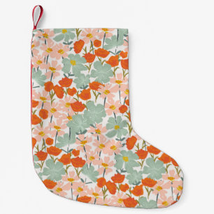 Petite Chaussette De Noël Fleurs de jardin : rose, orange sans soudure