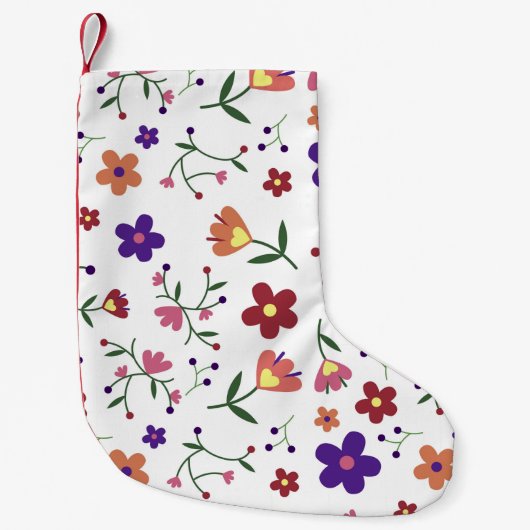Petite Chaussette De Noël fleurs de motif- (Devant)