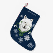 Petite Chaussette De Noël Fleurs de neige du Loup arctique blanc (Devant (Accrochage))