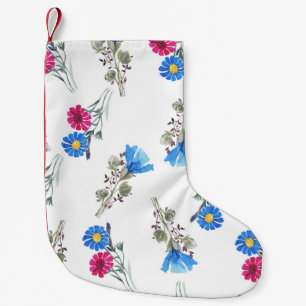 Petite Chaussette De Noël Fleurs de printemps rose Aquarelle Botanique