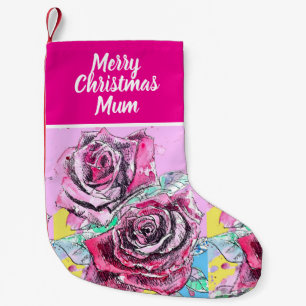 Petite Chaussette De Noël Fleurs de rose rouge Roses Floral Fleur Noël