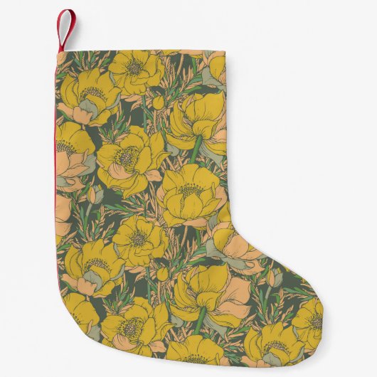 Petite Chaussette De Noël Fleurs de Trollius Graphiques (Devant)