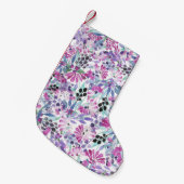 Petite Chaussette De Noël Fleurs et baies pourpres : Aquarelle (Devant (Accrochage))