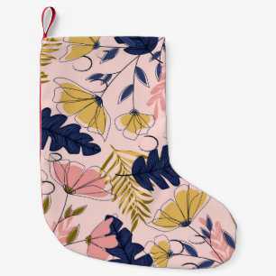Petite Chaussette De Noël Fleurs Feuilles tropicales Imprimer Vintage