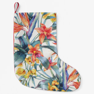 Petite Chaussette De Noël Fleurs Feuilles tropicales Vintages Botaniques