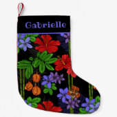 Petite Chaussette De Noël Fleurs Jamaïcaines et motifs de fruits (Devant)