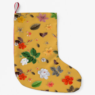 Petite Chaussette De Noël Fleurs jaunes et roses blanches 20