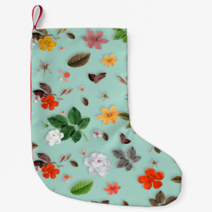Petite Chaussette De Noël Fleurs jaunes et roses blanches 22