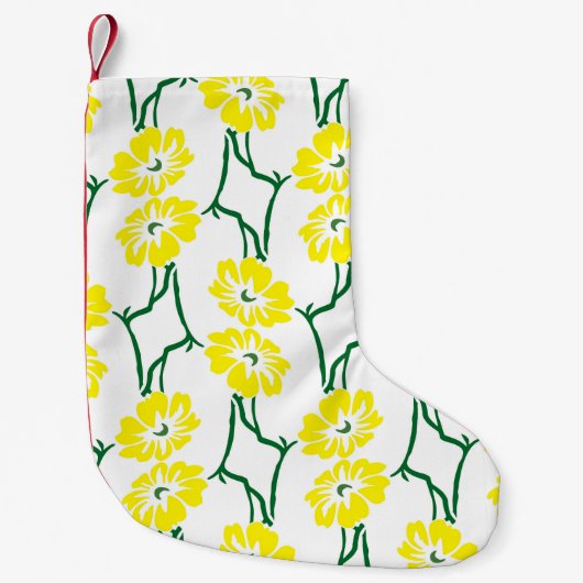 Petite Chaussette De Noël Fleurs Jaunes : Motif sans couture illustré (Devant)