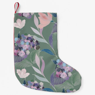 Petite Chaussette De Noël Fleurs Lilac Motif Gris Sage