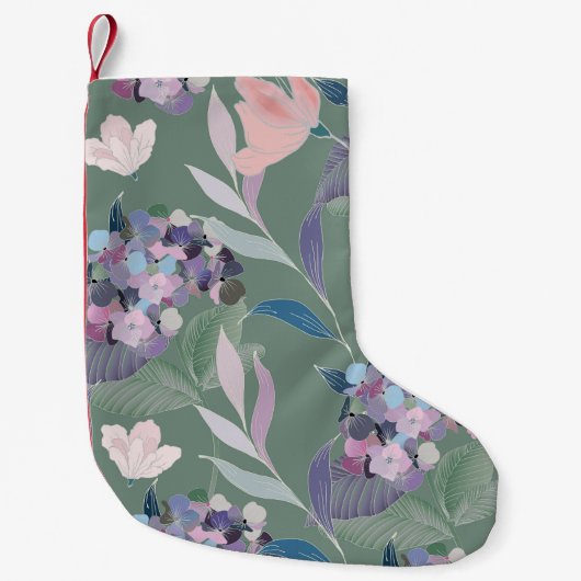 Petite Chaussette De Noël Fleurs Lilac Motif Gris Sage (Devant)