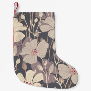 Petite Chaussette De Noël fleurs rétro sur un arrière - plan foncé dans un p