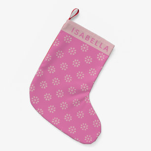 Petite Chaussette De Noël Fleurs roses chaudes Boho Motif personnalisé