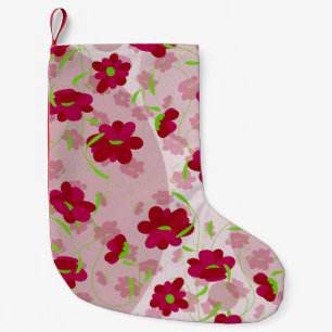 Petite Chaussette De Noël Fleurs roses et rouges - Floral