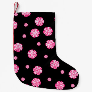 Petite Chaussette De Noël Fleurs roses stylisées arrière - plans foncées.