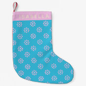 Petite Chaussette De Noël Fleurs roses turquoise Motif Boho Personnalisé (Devant)