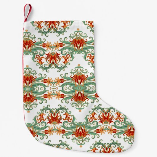 Petite Chaussette De Noël Fleurs rouges style chinois (Devant)