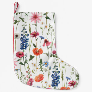 Petite Chaussette De Noël Fleurs sauvages d'été, aquarelle motif sans coutur