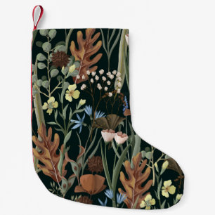 Petite Chaussette De Noël Fleurs sauvages et séchées Motif.