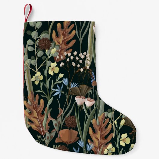 Petite Chaussette De Noël Fleurs sauvages et séchées Motif. (Devant)