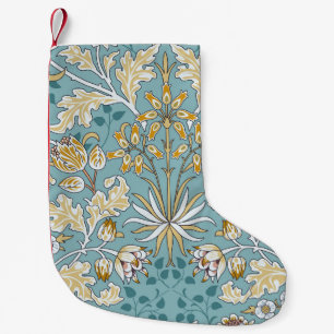 Petite Chaussette De Noël Fleurs vintages, feuillage bleu clair transparent