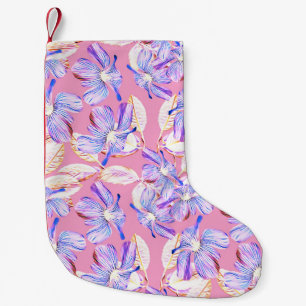 Petite Chaussette De Noël Fleurs violettes : Aquarelle Élégance Florale.