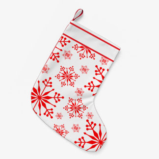 Petite Chaussette De Noël Flocon de neige de Noël en rouge et blanc.