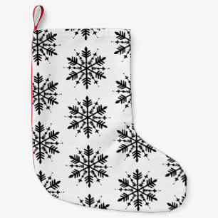 Petite Chaussette De Noël Flocon de neige minimaliste noir et blanc