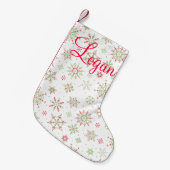 Petite Chaussette De Noël Flocon de neige rouge et vert (Devant (Accrochage))