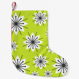 Petite Chaussette De Noël Flocons de neige chartreuse moderne du milieu du X