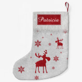 Petite Chaussette De Noël Flocons de neige rouges simples modernes (Dos)