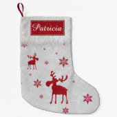 Petite Chaussette De Noël Flocons de neige rouges simples modernes (Devant)