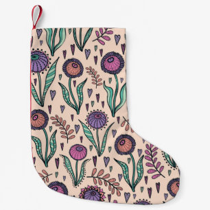 Petite Chaussette De Noël Floral des années 60 rétro : Motif de décoration