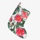 Petite Chaussette De Noël Floral sans couture motif, fleurs de camélia rouge (Devant (Accrochage))