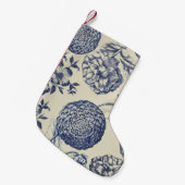 Petite Chaussette De Noël Flore d'impression florale de fleurs bleues antiqu (Devant (Accrochage))