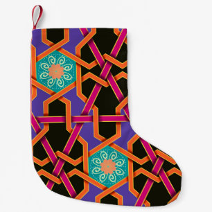 Petite Chaussette De Noël Flower green orange and purple Geometric ethnic na
