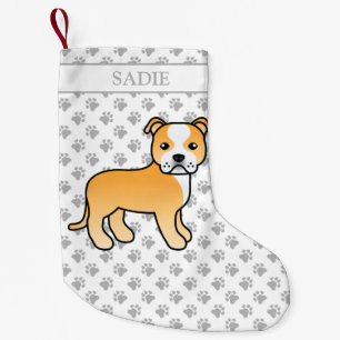 Petite Chaussette De Noël Foi Et Blanc Staffie Cute Cartoon Chien Et Nom