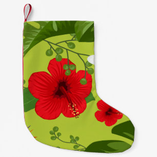 Petite Chaussette De Noël Fond de fleurs tropicales 6